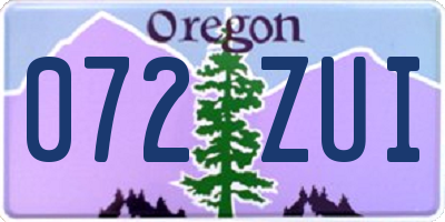 OR license plate 072ZUI