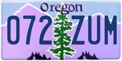 OR license plate 072ZUM