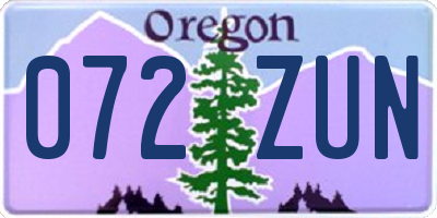 OR license plate 072ZUN