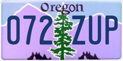 OR license plate 072ZUP