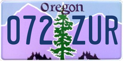 OR license plate 072ZUR