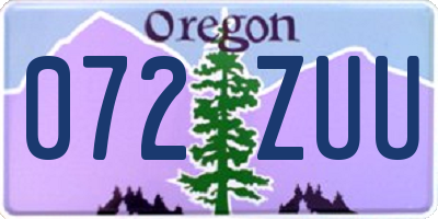 OR license plate 072ZUU