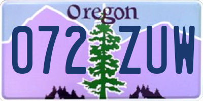 OR license plate 072ZUW