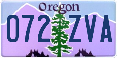 OR license plate 072ZVA