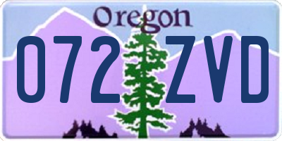 OR license plate 072ZVD