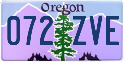 OR license plate 072ZVE