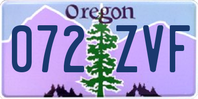 OR license plate 072ZVF