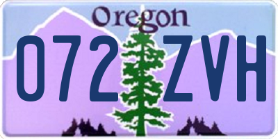 OR license plate 072ZVH