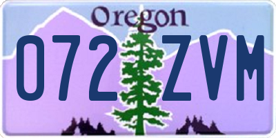 OR license plate 072ZVM