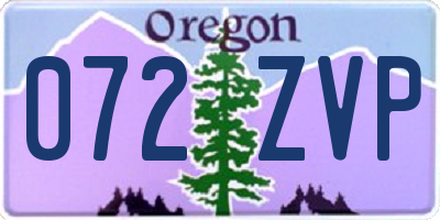 OR license plate 072ZVP
