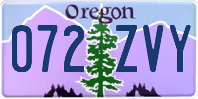 OR license plate 072ZVY