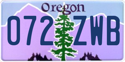OR license plate 072ZWB