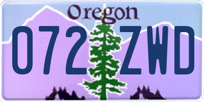 OR license plate 072ZWD