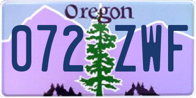 OR license plate 072ZWF