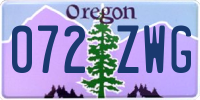 OR license plate 072ZWG