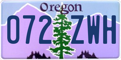 OR license plate 072ZWH