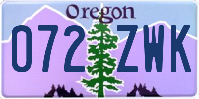 OR license plate 072ZWK