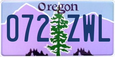 OR license plate 072ZWL