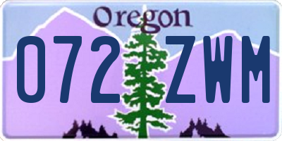 OR license plate 072ZWM