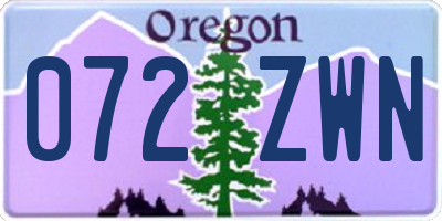 OR license plate 072ZWN