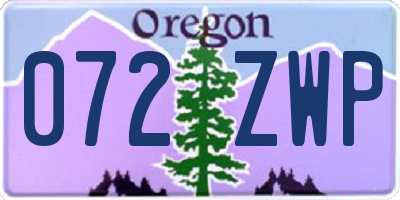 OR license plate 072ZWP