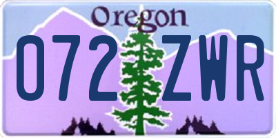 OR license plate 072ZWR