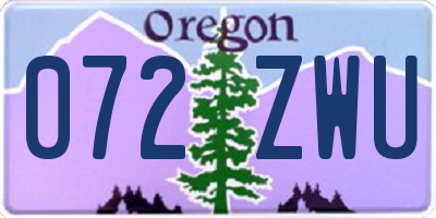 OR license plate 072ZWU