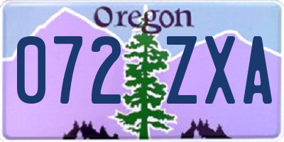 OR license plate 072ZXA