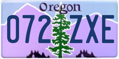 OR license plate 072ZXE