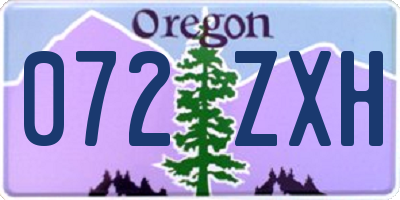 OR license plate 072ZXH