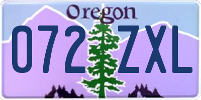 OR license plate 072ZXL