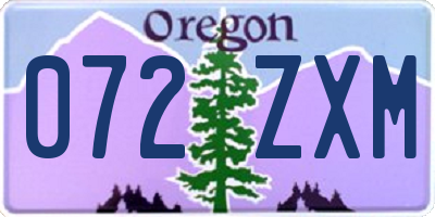 OR license plate 072ZXM