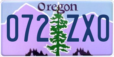 OR license plate 072ZXO