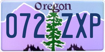 OR license plate 072ZXP