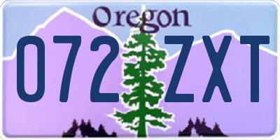 OR license plate 072ZXT