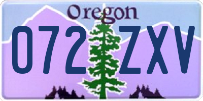 OR license plate 072ZXV