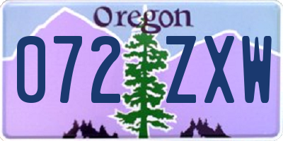 OR license plate 072ZXW