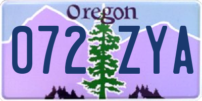 OR license plate 072ZYA