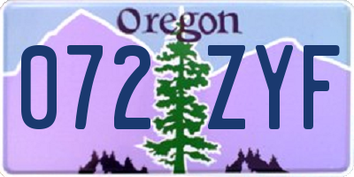 OR license plate 072ZYF