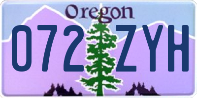 OR license plate 072ZYH