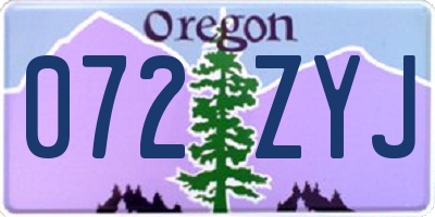 OR license plate 072ZYJ