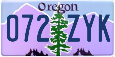 OR license plate 072ZYK