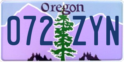 OR license plate 072ZYN