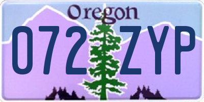 OR license plate 072ZYP