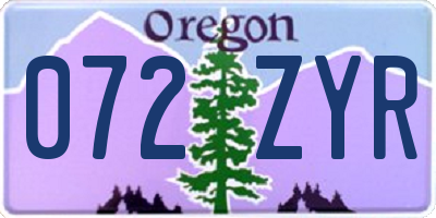 OR license plate 072ZYR