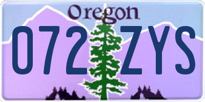 OR license plate 072ZYS