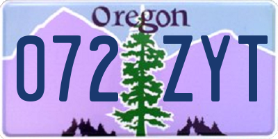 OR license plate 072ZYT