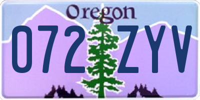 OR license plate 072ZYV