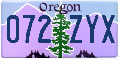 OR license plate 072ZYX
