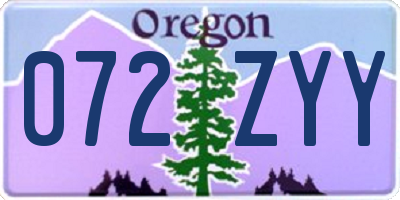 OR license plate 072ZYY